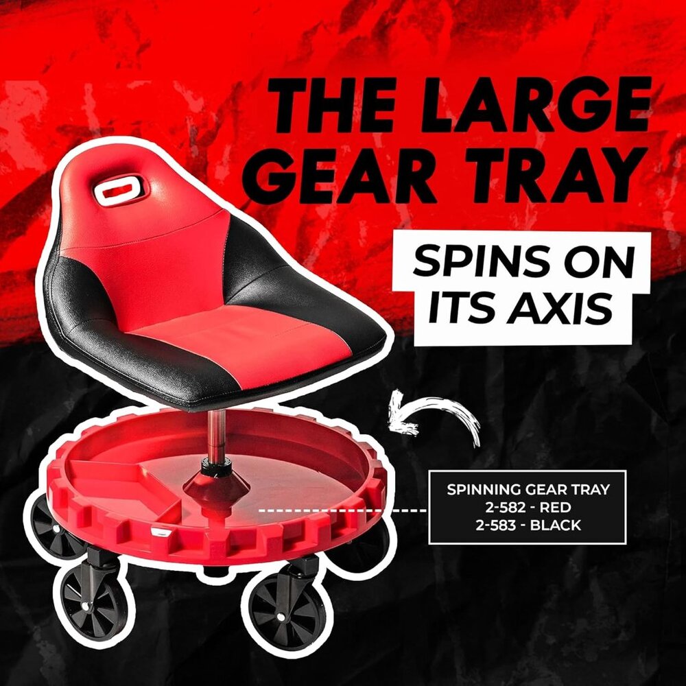 2-700 ProGear Mobile Rolling Gear Seat W/Equipment Tray and Five All-Terrain 5" - Picture 4 of 7